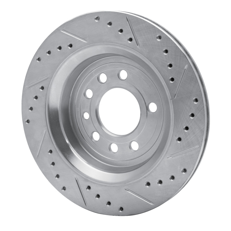 Saab 9-3X Brake Rotor (1) - Rear Left - R1 Concepts - Drilled & Slotted - Silver - `08-`11